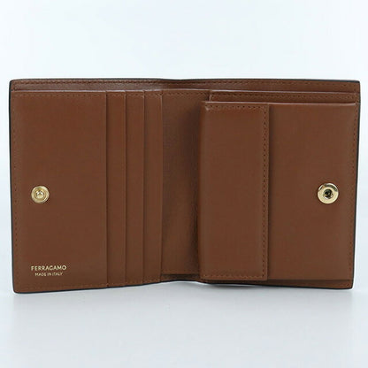 中古 フェラガモ 二折財布 ユニセックス ブランド FERRAGAMO 二折り財布 レザー 22 0699 ブラック 財布 USDFR100321011