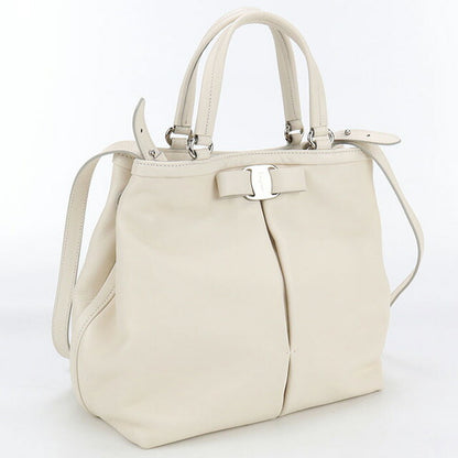 Used Ferragamo tote bag ladies brand FERRAGAMO rose ribbon 2WAY leather 21 309 white bag USDFR100393011