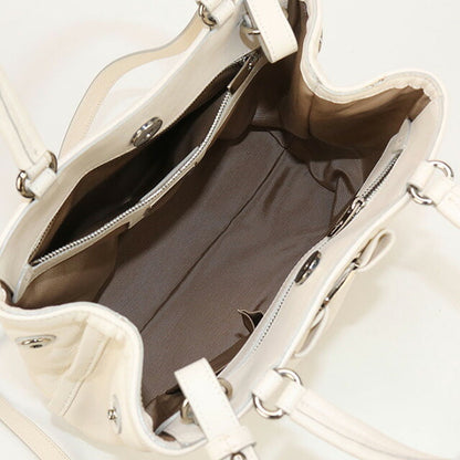 Used Ferragamo tote bag ladies brand FERRAGAMO rose ribbon 2WAY leather 21 309 white bag USDFR100393011