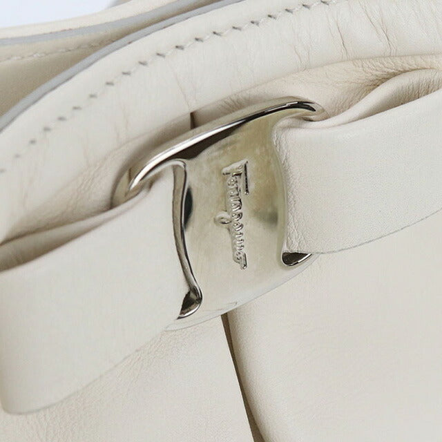Used Ferragamo tote bag ladies brand FERRAGAMO rose ribbon 2WAY leather 21 309 white bag USDFR100393011