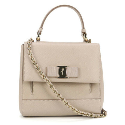 二手 Ferragamo 手提包 女士品牌 FERRAGAMO Vara Ribbon 2WAY 21 F570 米色包 USDFR101742011