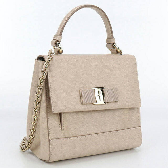 二手 Ferragamo 手提包 女士品牌 FERRAGAMO Vara Ribbon 2WAY 21 F570 米色包 USDFR101742011