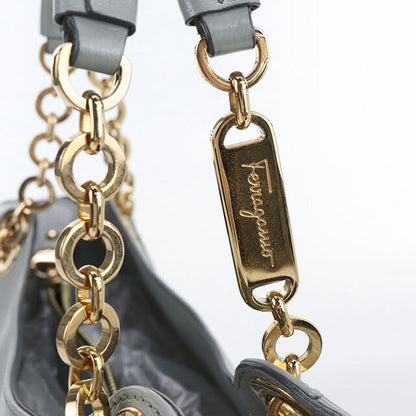 二手菲拉格慕手提包女士品牌FERRAGAMO Gancini链条21 B992灰色包USDFR102637011