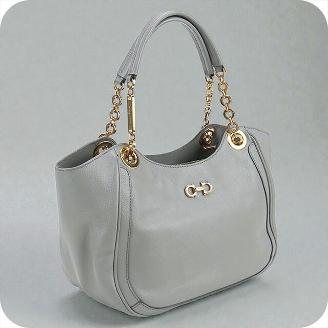 二手菲拉格慕手提包女士品牌FERRAGAMO Gancini链条21 B992灰色包USDFR102637011