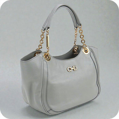 二手菲拉格慕手提包女士品牌FERRAGAMO Gancini链条21 B992灰色包USDFR102637011
