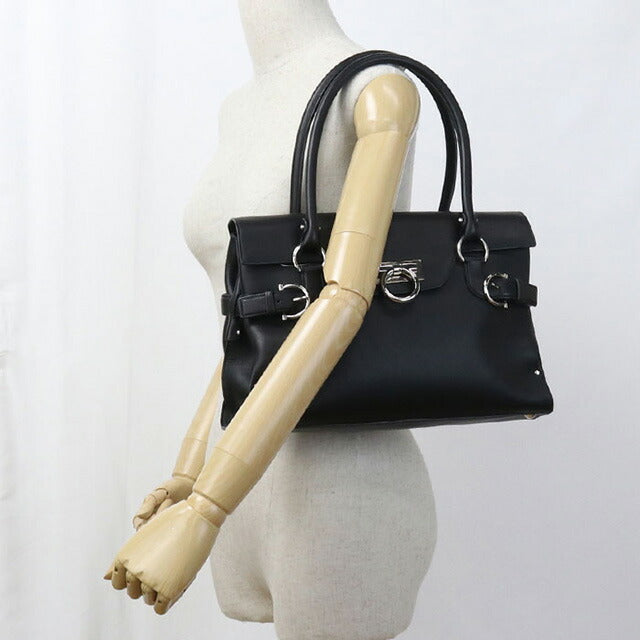 二手 Ferragamo 手提包 女士品牌 FERRAGAMO Gancini 21 4402 黑色包 USDFR103547011