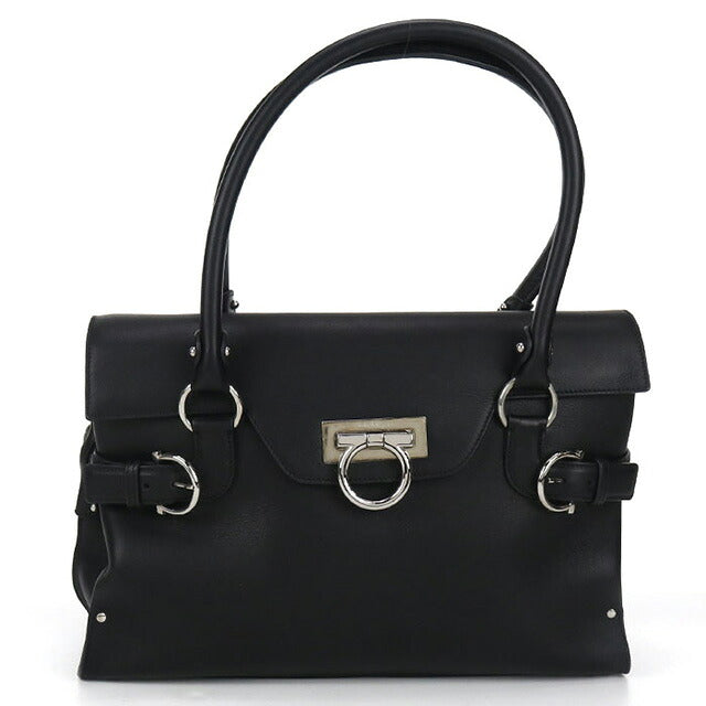 二手 Ferragamo 手提包 女士品牌 FERRAGAMO Gancini 21 4402 黑色包 USDFR103547011