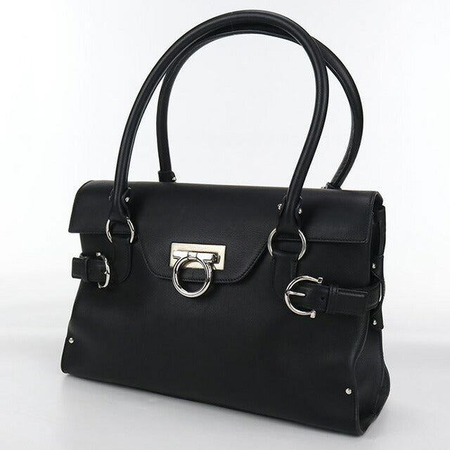 二手 Ferragamo 手提包 女士品牌 FERRAGAMO Gancini 21 4402 黑色包 USDFR103547011