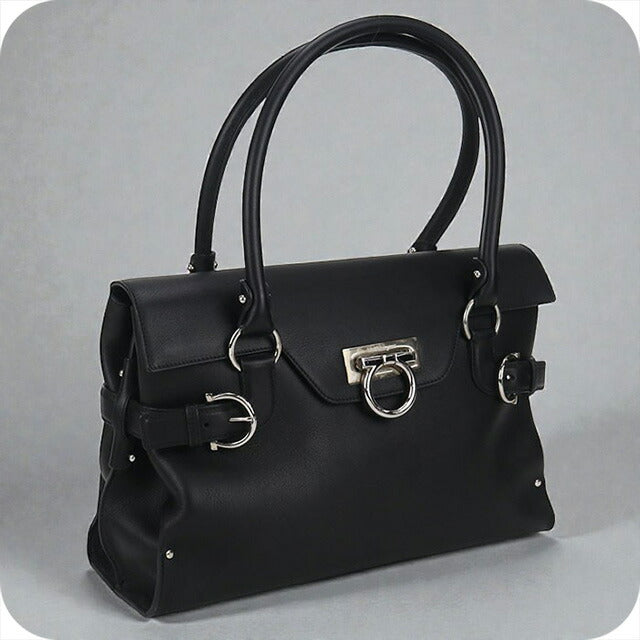 二手 Ferragamo 手提包 女士品牌 FERRAGAMO Gancini 21 4402 黑色包 USDFR103547011