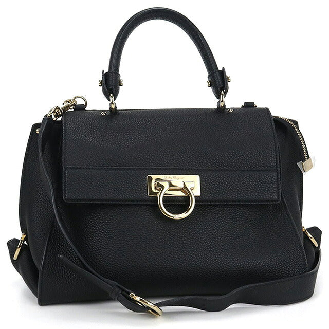 二手 Ferragamo 手提包 女士品牌 FERRAGAMO Gancini 2WAY 21 E530 黑色包 USDFR103555011