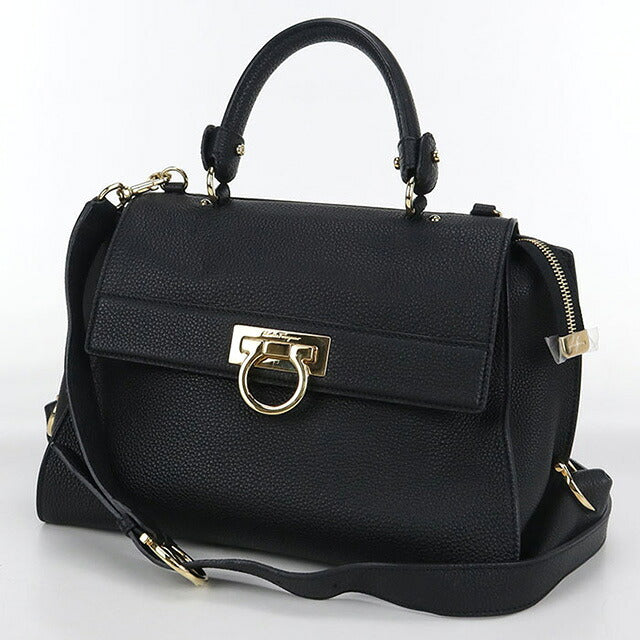 二手 Ferragamo 手提包 女士品牌 FERRAGAMO Gancini 2WAY 21 E530 黑色包 USDFR103555011