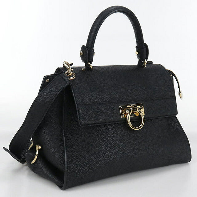 二手 Ferragamo 手提包 女士品牌 FERRAGAMO Gancini 2WAY 21 E530 黑色包 USDFR103555011