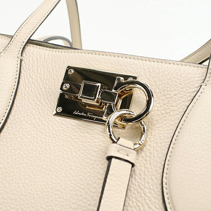 Used Ferragamo tote bag ladies brand FERRAGAMO Gancini tote bag 21 H655 white bag USDFR103573011
