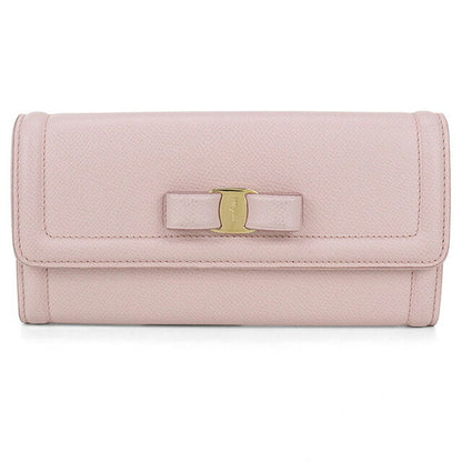 中古 フェラガモ 長財布二折 レディース ブランド FERRAGAMO ヴァラリボン 22 D154 ピンク 財布 USDFR103693011