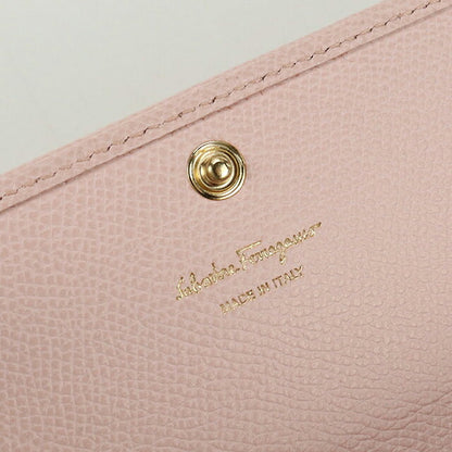 中古 フェラガモ 長財布二折 レディース ブランド FERRAGAMO ヴァラリボン 22 D154 ピンク 財布 USDFR103693011