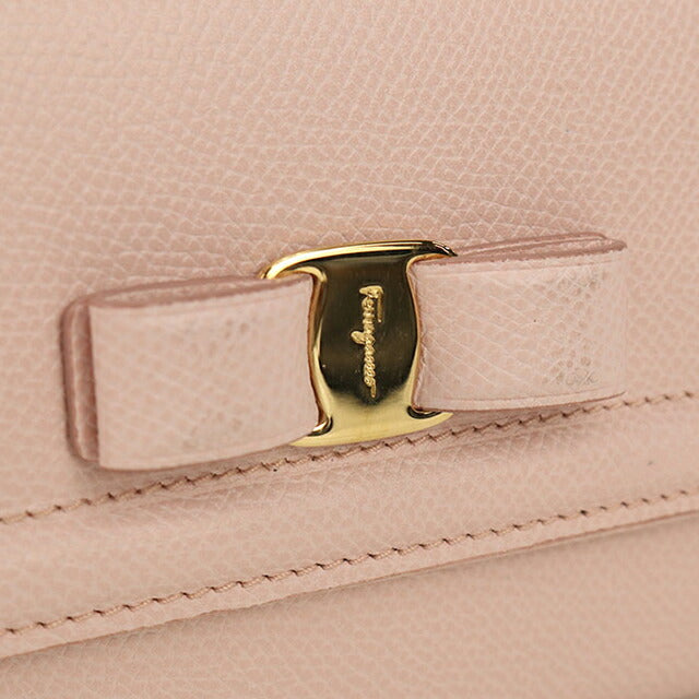 中古 フェラガモ 長財布二折 レディース ブランド FERRAGAMO ヴァラリボン 22 D154 ピンク 財布 USDFR103693011