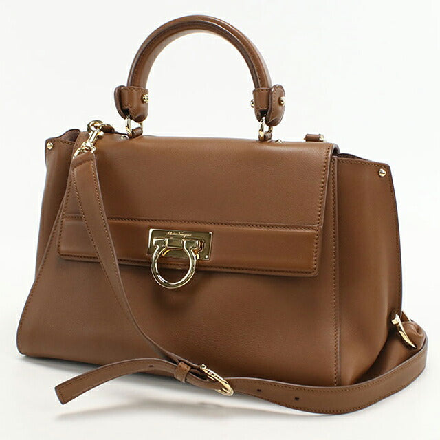 Used Ferragamo handbag ladies brand FERRAGAMO Gancini 2WAY 21 F606 brown bag USDFR103841011