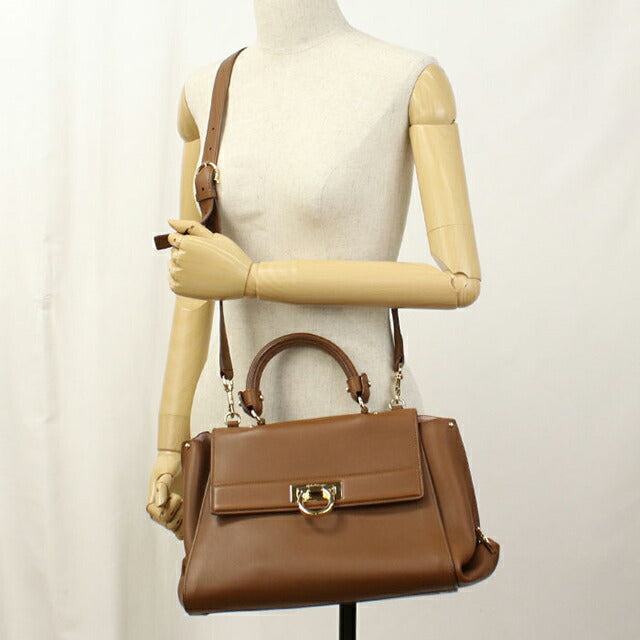 Used Ferragamo handbag ladies brand FERRAGAMO Gancini 2WAY 21 F606 brown bag USDFR103841011