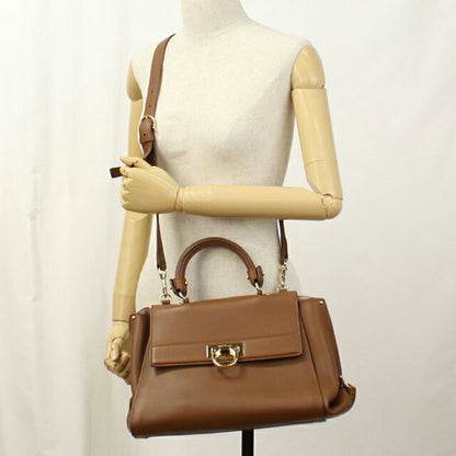 Used Ferragamo handbag ladies brand FERRAGAMO Gancini 2WAY 21 F606 brown bag USDFR103841011