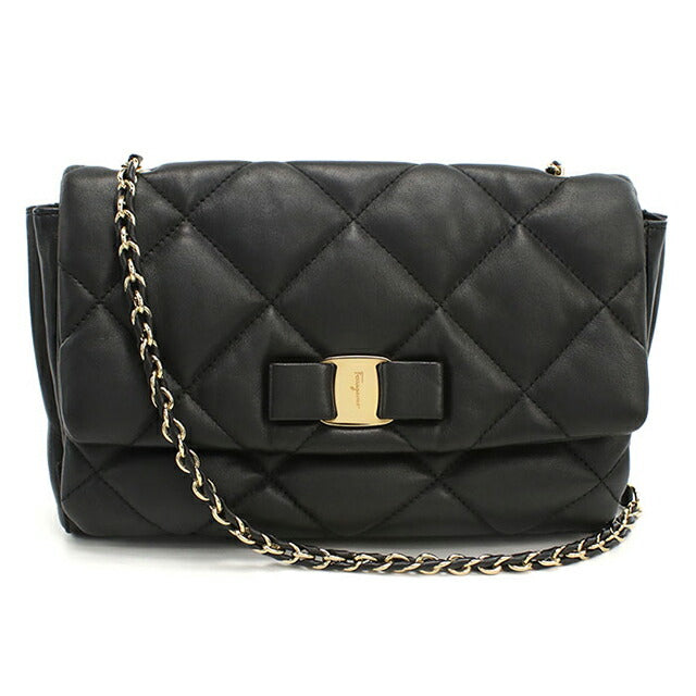 二手 Ferragamo 单肩包 女士品牌 FERRAGAMO Vara Chain 21 E767 黑色包 USDFR103934011