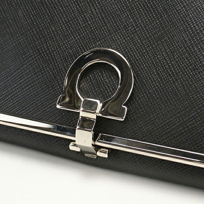 二手 Ferragamo 长钱包双折女士品牌 FERRAGAMO Gancini 22 4832 黑色钱包 USDFR103977011
