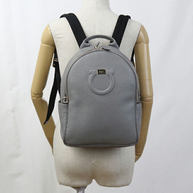 中古 フェラガモ リュック レディース ブランド FERRAGAMO ガンチーニ バックパック 21 H008 グレー バッグ USDFR104254011
