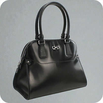 二手 Ferragamo 手提包 女士品牌 FERRAGAMO Gancini 21 C814 黑色包 USDFR104384011