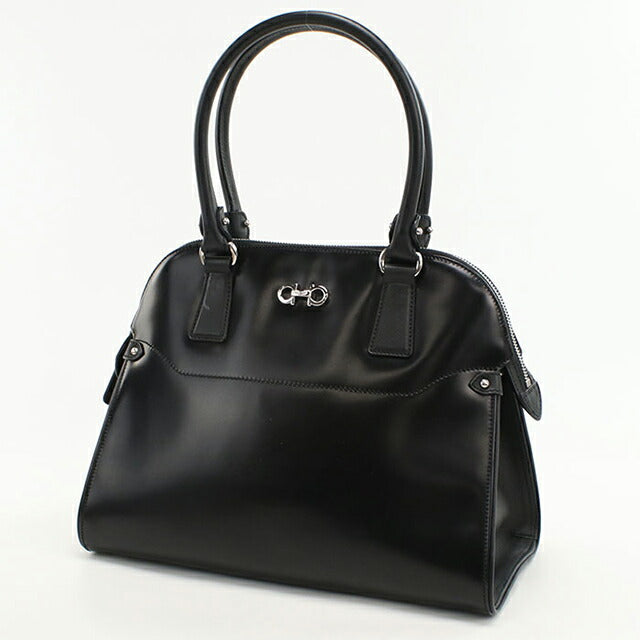 二手 Ferragamo 手提包 女士品牌 FERRAGAMO Gancini 21 C814 黑色包 USDFR104384011