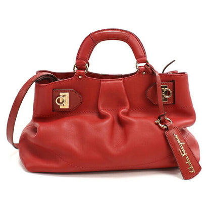 二手 Ferragamo 手提包 女士品牌 FERRAGAMO Gancini 2WAY 手提包 21 D313 红色包 USDFR104392011