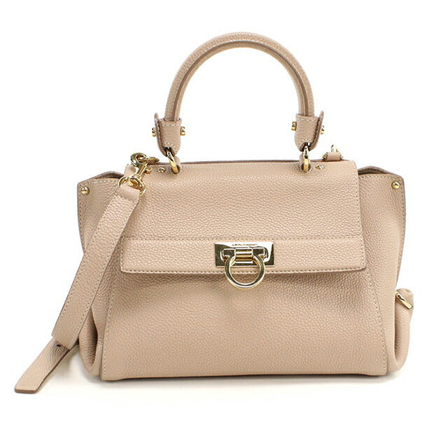 Used Ferragamo Handbag Ladies Brand FERRAGAMO Gancini 2WAY Handbag 21 F628 Beige Bag USDFR104459011