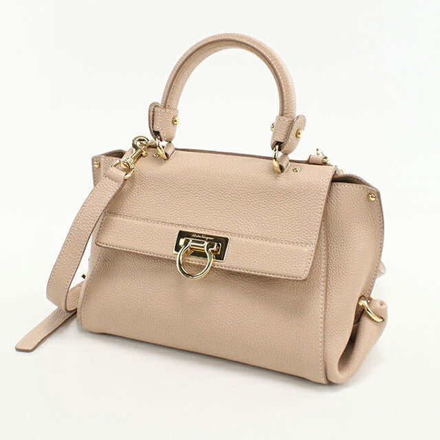 Used Ferragamo Handbag Ladies Brand FERRAGAMO Gancini 2WAY Handbag 21 F628 Beige Bag USDFR104459011