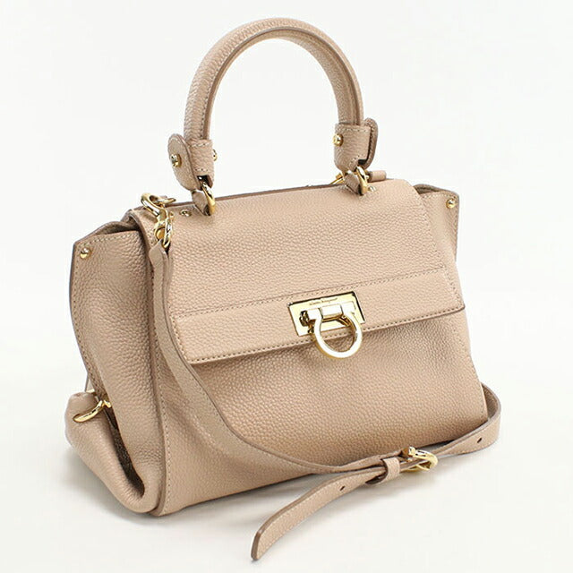 Used Ferragamo Handbag Ladies Brand FERRAGAMO Gancini 2WAY Handbag 21 F628 Beige Bag USDFR104459011