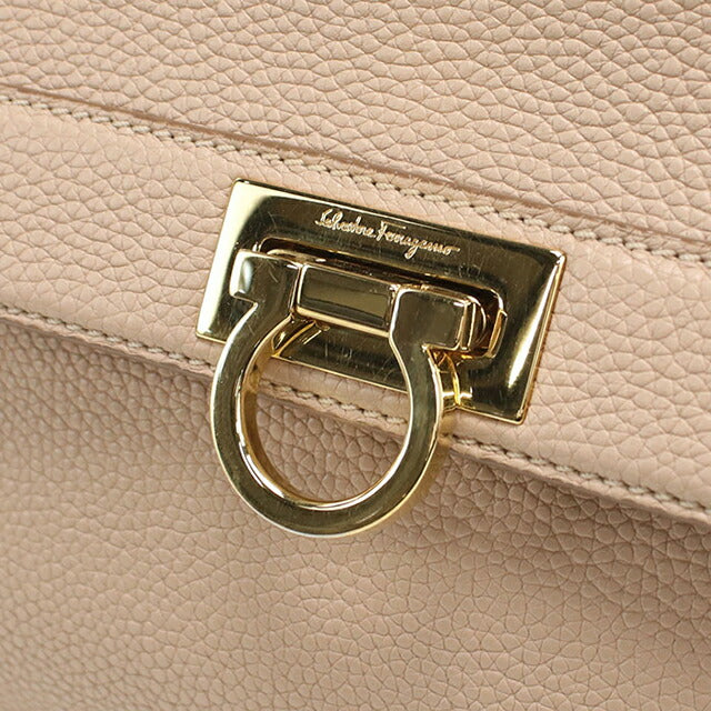 Used Ferragamo Handbag Ladies Brand FERRAGAMO Gancini 2WAY Handbag 21 F628 Beige Bag USDFR104459011