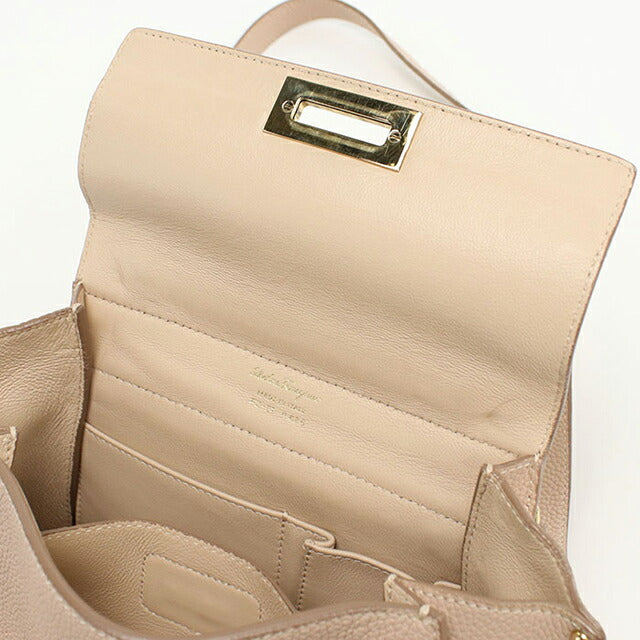 Used Ferragamo Handbag Ladies Brand FERRAGAMO Gancini 2WAY Handbag 21 F628 Beige Bag USDFR104459011