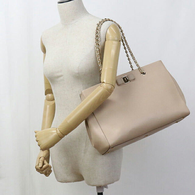 二手 Ferragamo 手提包女士品牌 FERRAGAMO 玫瑰丝带链 21 F561 米色包 USDFR105050011