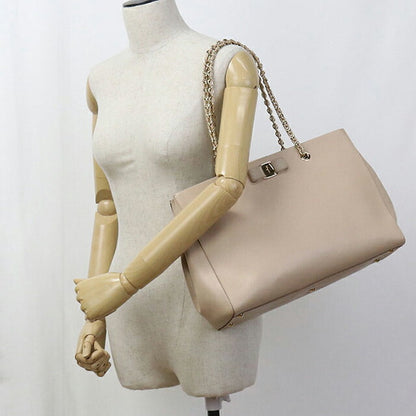 二手 Ferragamo 手提包女士品牌 FERRAGAMO 玫瑰丝带链 21 F561 米色包 USDFR105050011