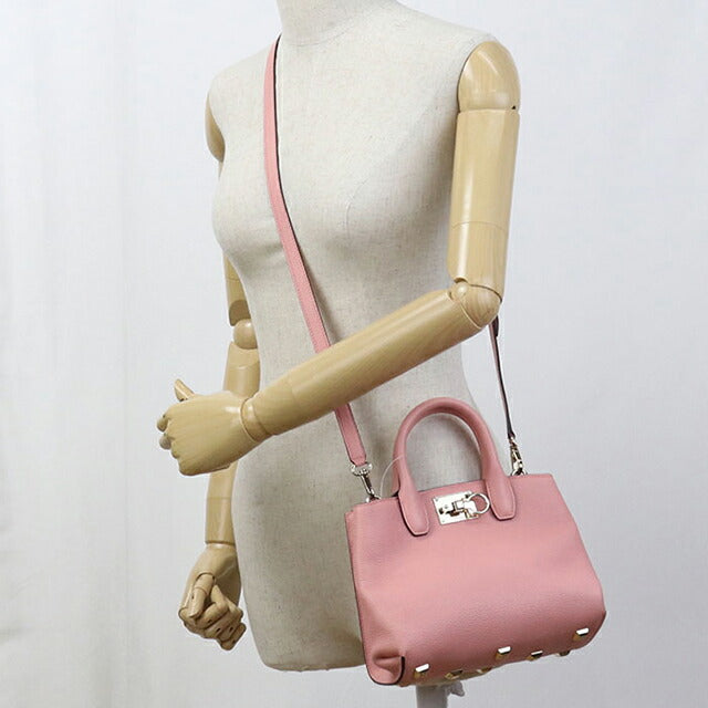 中古 フェラガモ トートバッグ レディース ブランド FERRAGAMO ガンチーニ 2WAY 21 H288 ピンク バッグ USDFR105155011