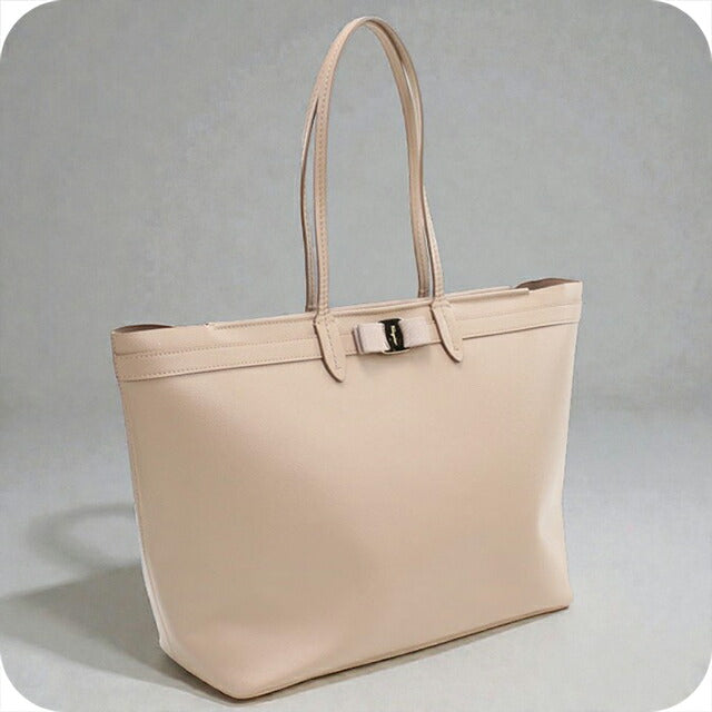 Used Ferragamo tote bag ladies brand FERRAGAMO rose ribbon 21-H989 beige bag USDFR105927011