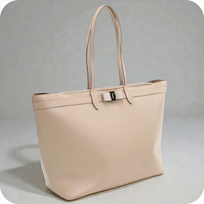 Used Ferragamo tote bag ladies brand FERRAGAMO rose ribbon 21-H989 beige bag USDFR105927011