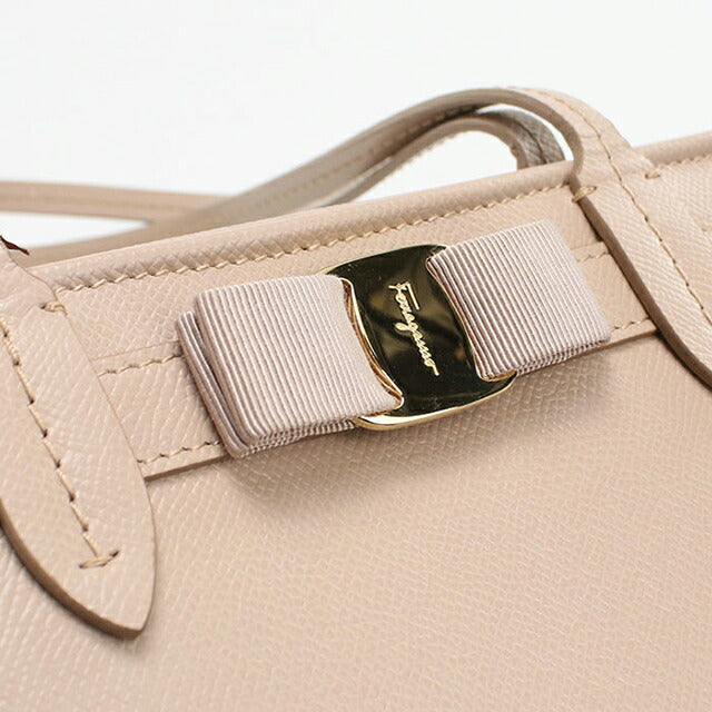 Used Ferragamo tote bag ladies brand FERRAGAMO rose ribbon 21-H989 beige bag USDFR105927011