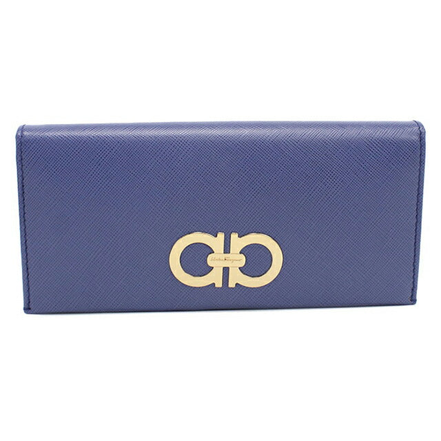二手 Ferragamo 长钱包双折女士品牌 FERRAGAMO Gancini 22 B481 蓝色钱包 USDFR105977011