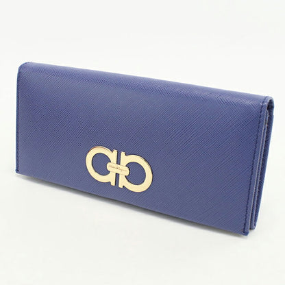 二手 Ferragamo 长钱包双折女士品牌 FERRAGAMO Gancini 22 B481 蓝色钱包 USDFR105977011