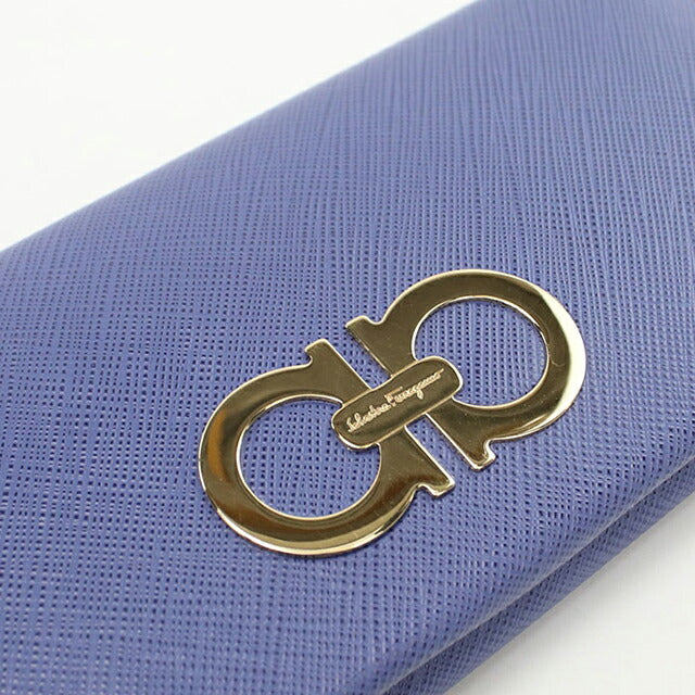 二手 Ferragamo 长钱包双折女士品牌 FERRAGAMO Gancini 22 B481 蓝色钱包 USDFR105977011