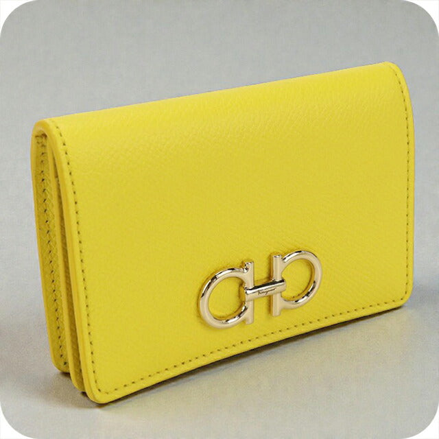 Used Ferragamo business card holder ladies brand FERRAGAMO Gancini 22 0371 yellow accessory USDFR106409011