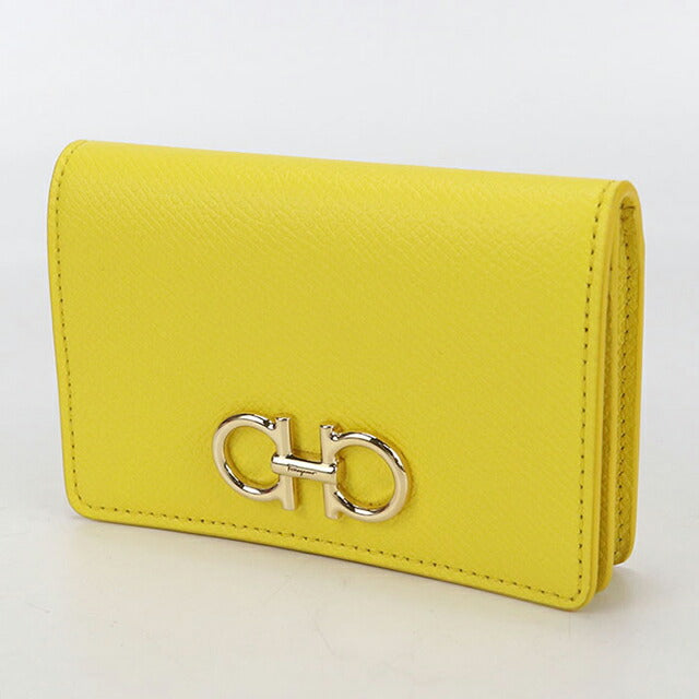 Used Ferragamo business card holder ladies brand FERRAGAMO Gancini 22 0371 yellow accessory USDFR106409011