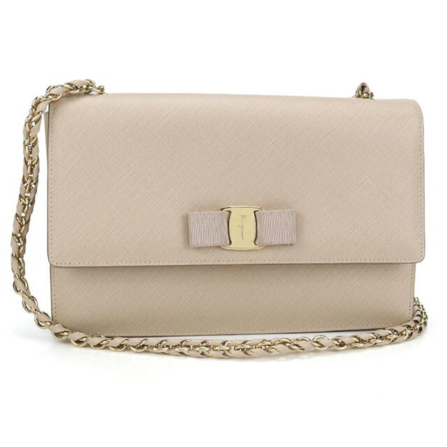 二手 Ferragamo 斜挎单肩包 女士品牌 FERRAGAMO Chain 21 E480 米色包 USDFR106550011