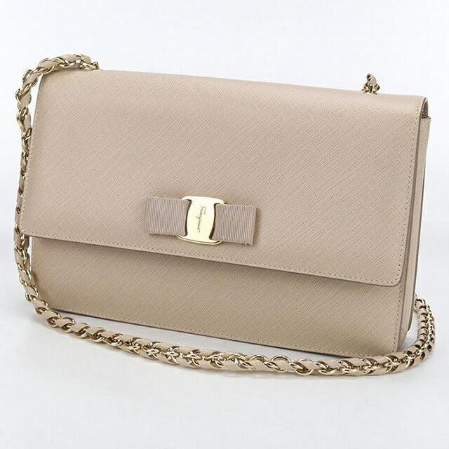 二手 Ferragamo 斜挎单肩包 女士品牌 FERRAGAMO Chain 21 E480 米色包 USDFR106550011