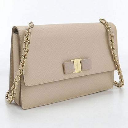 二手 Ferragamo 斜挎单肩包 女士品牌 FERRAGAMO Chain 21 E480 米色包 USDFR106550011
