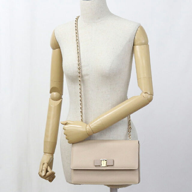 二手 Ferragamo 斜挎单肩包 女士品牌 FERRAGAMO Chain 21 E480 米色包 USDFR106550011