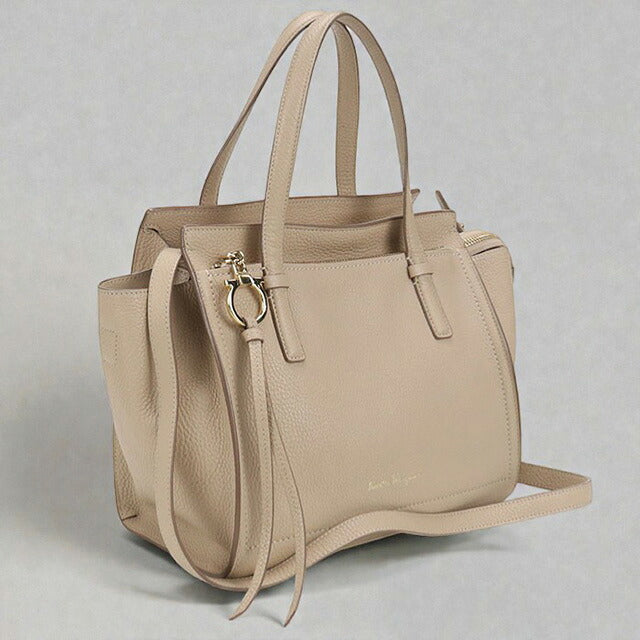 中古 フェラガモ トートバッグ レディース ブランド FERRAGAMO ガンチーニ 2WAY 21 F478 ベージュ バッグ USDFR107342011